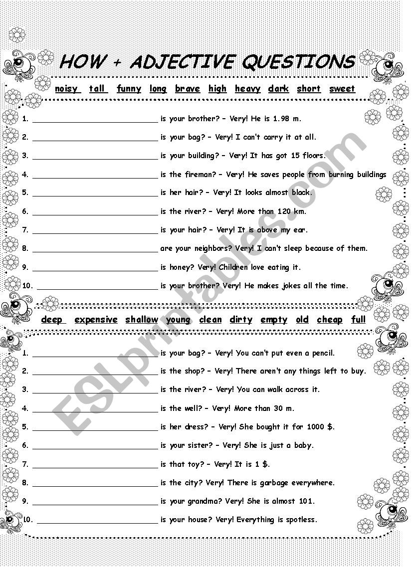 How + Adjective Questions worksheet