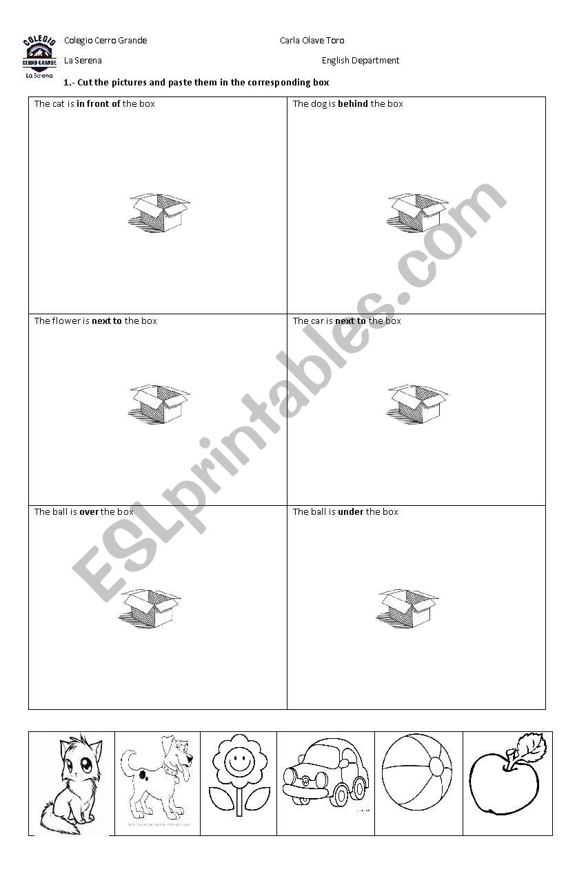 Prepositions of place worksheet