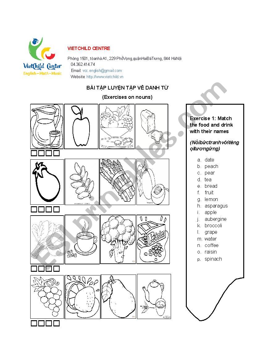 Exercises on Noun worksheet