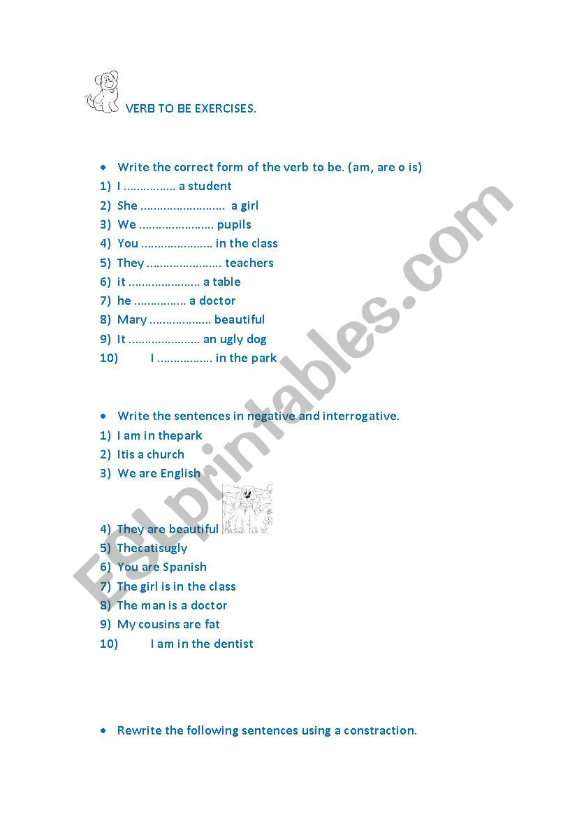 verb to be easy worksheet