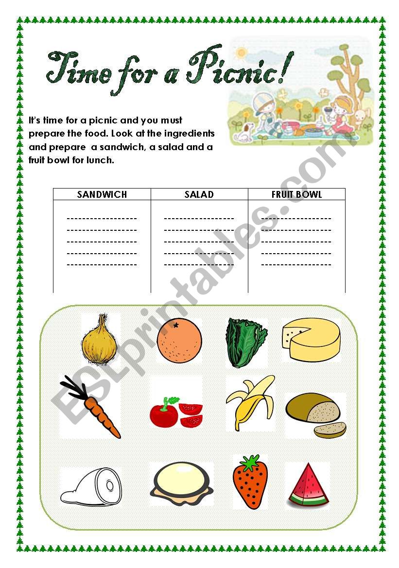 Time for a picnic! worksheet
