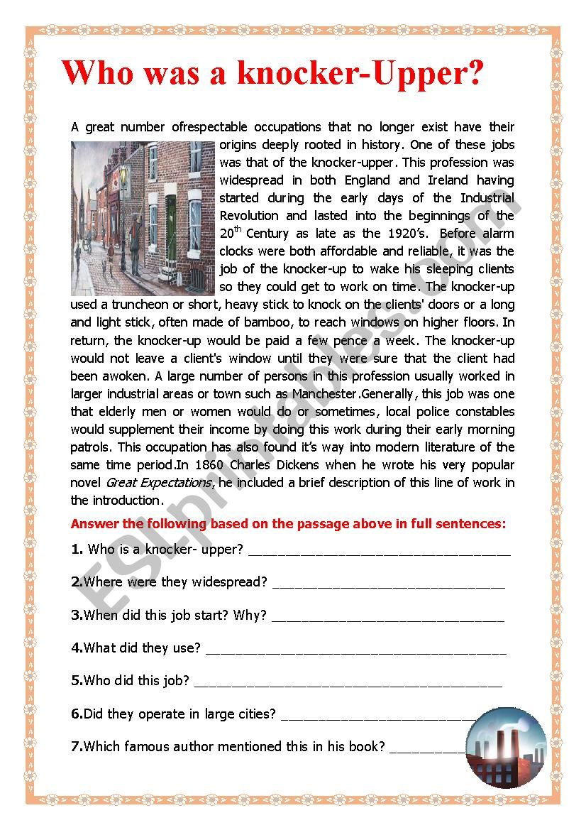 Who was a Knocker-Upper? worksheet