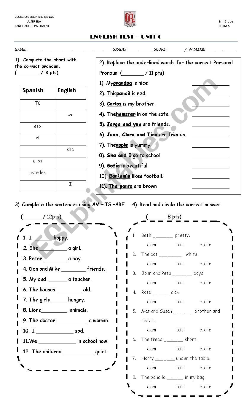 TEST verb to be, verb have and commands