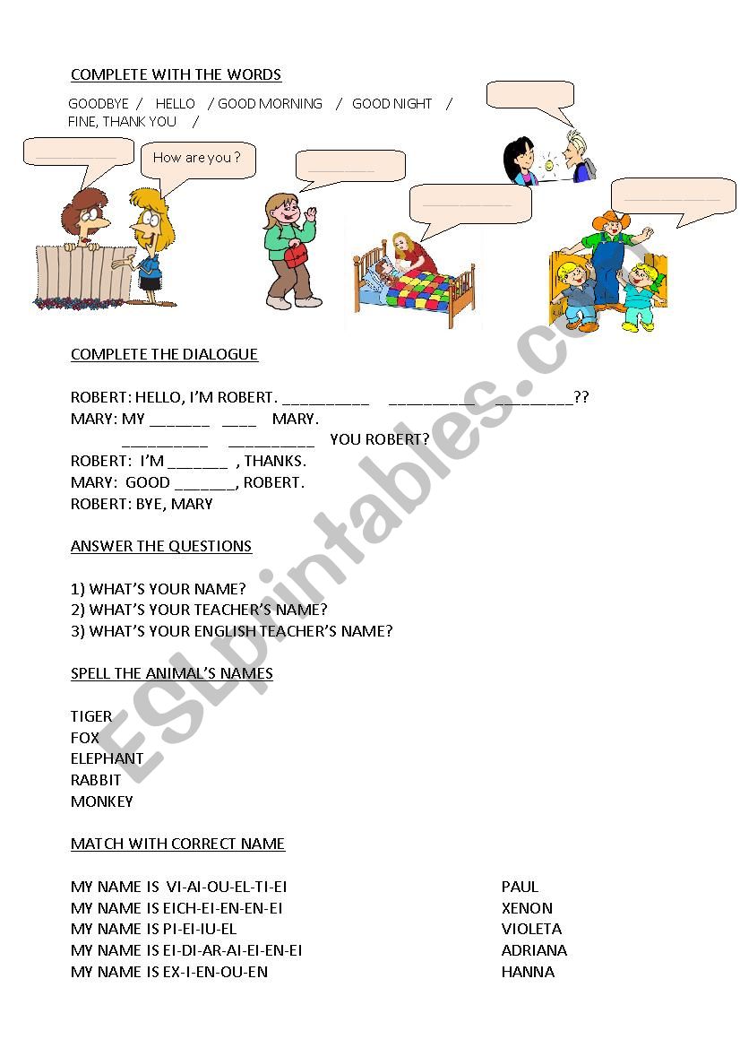 Greetings  worksheet