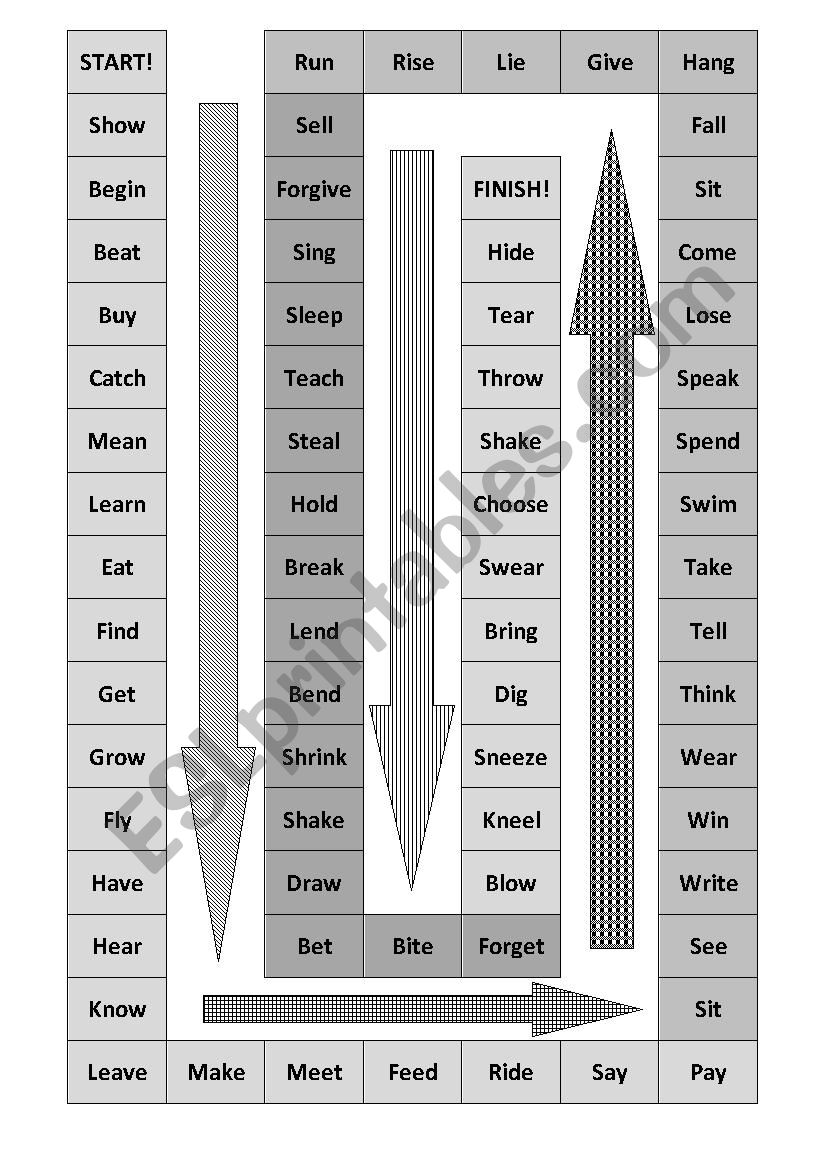 Board Game VERBS worksheet