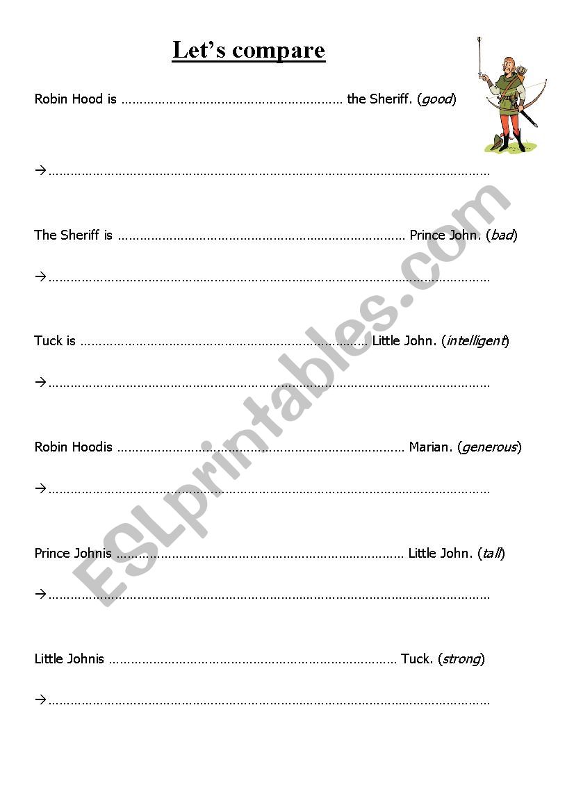 Robin Hood - Comparative worksheet