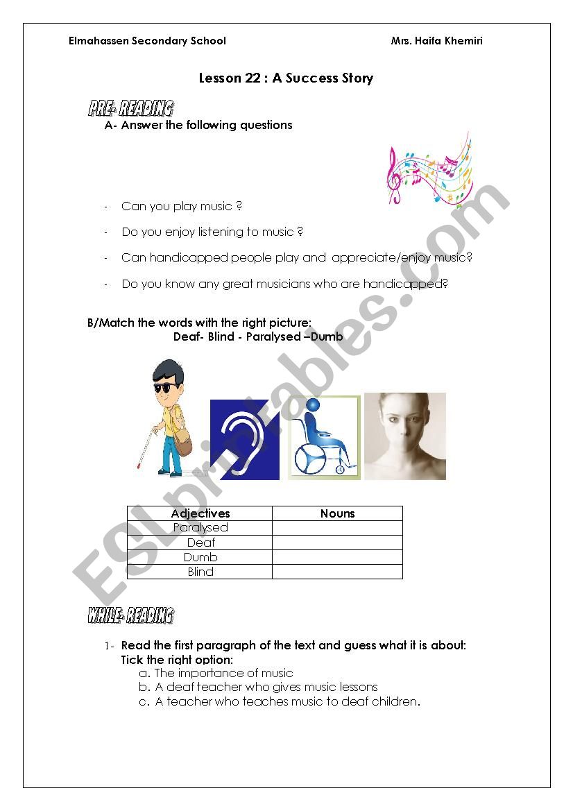 lesson 22 A success story worksheet