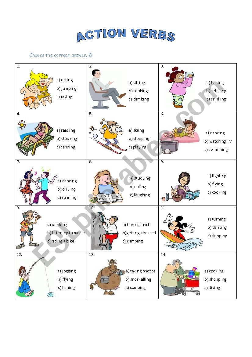 Action Verbs worksheet