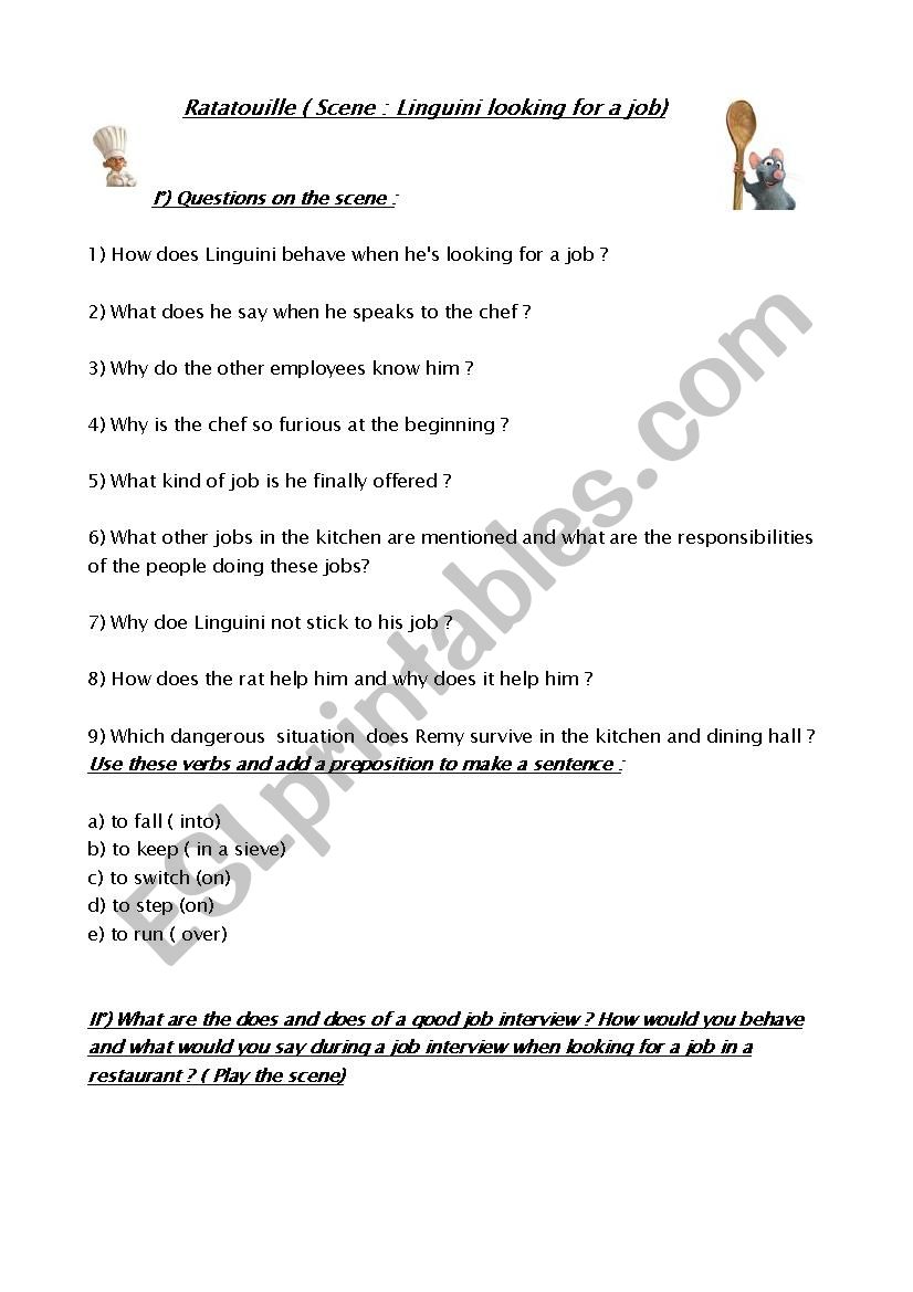 Ratatouille film  worksheet