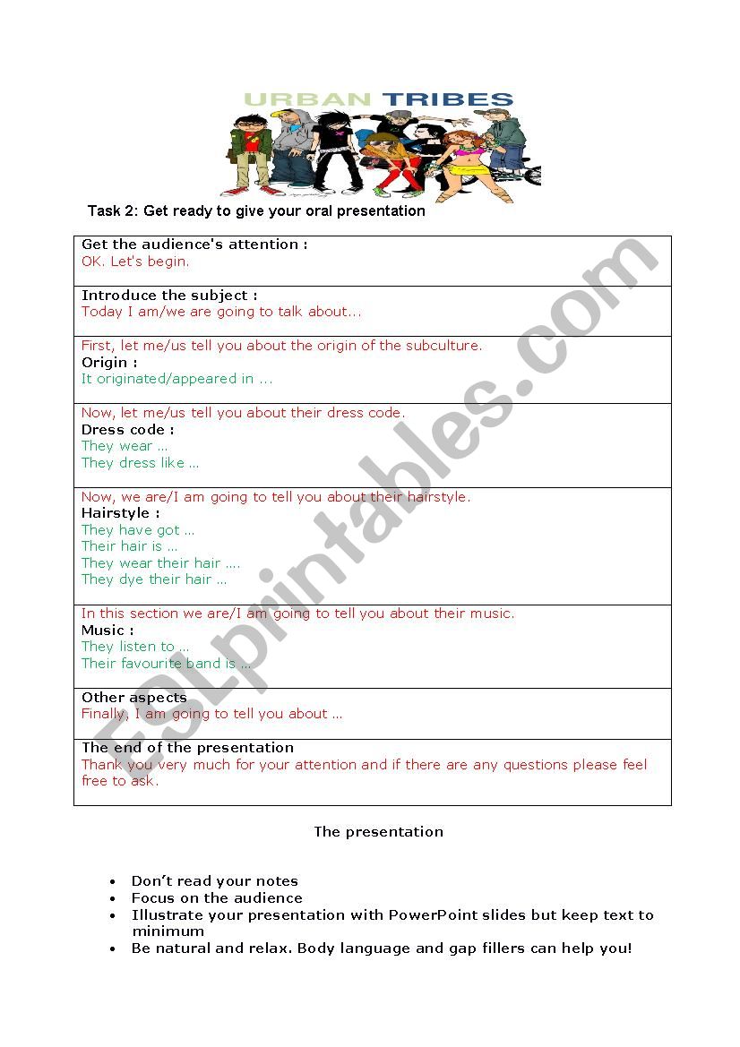 Urban tribes part 2 worksheet