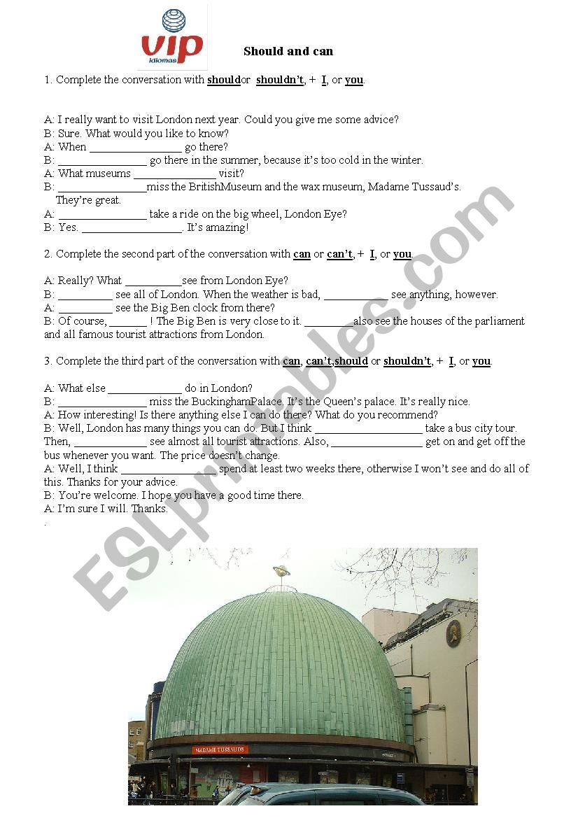 Should vs Can worksheet