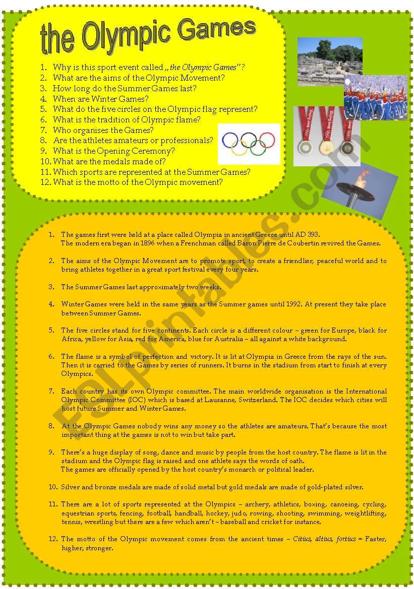 Olympic Games worksheet