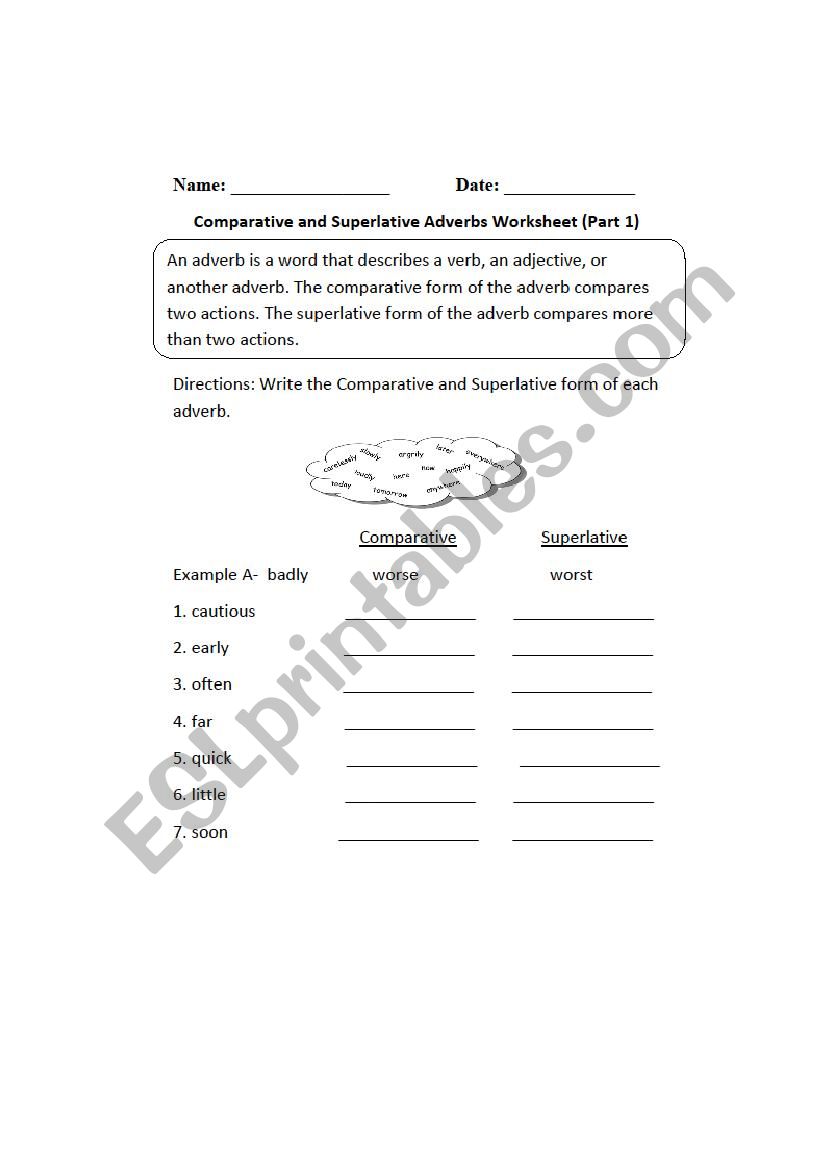 comparative superlative worksheet