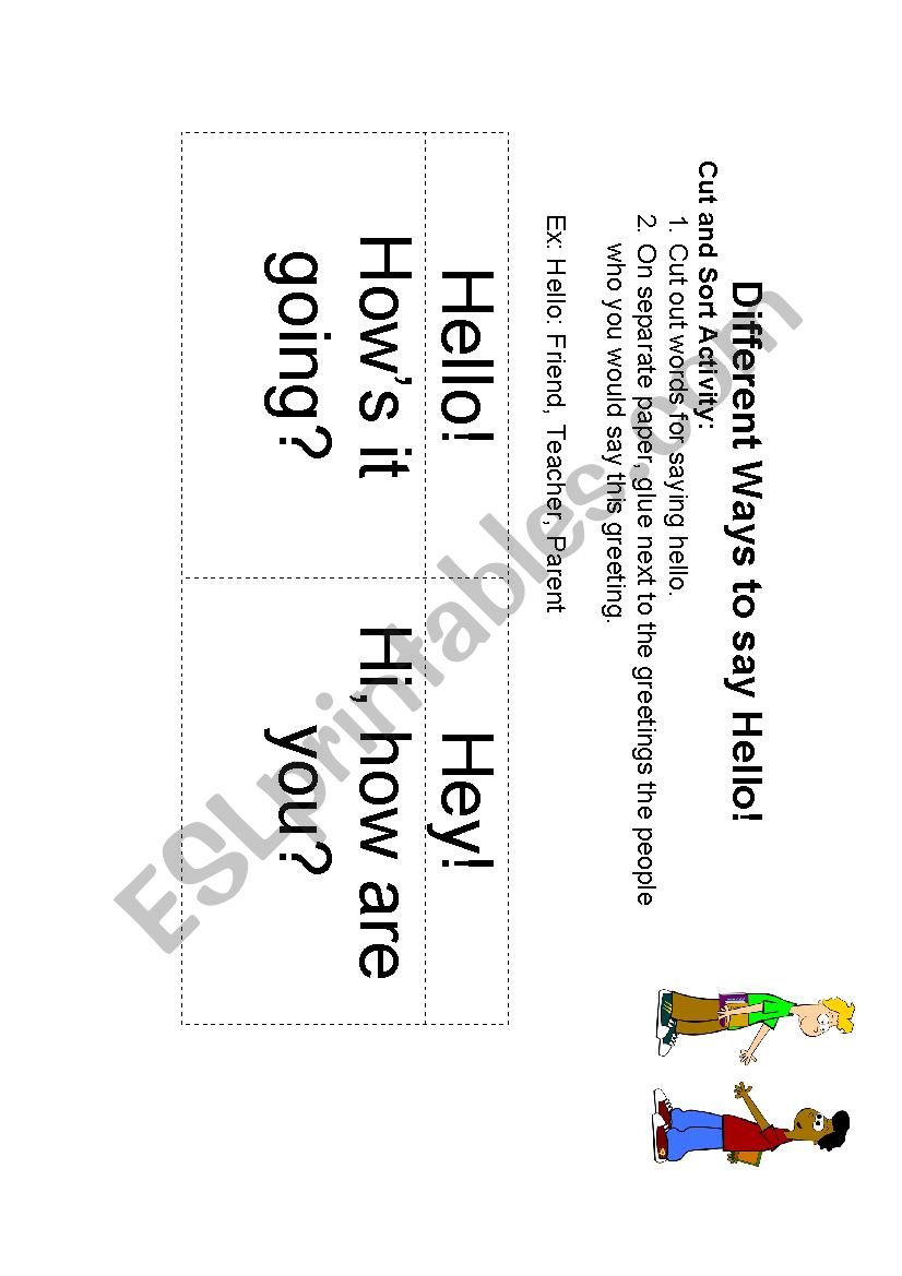 Different Ways to Say Hello  worksheet