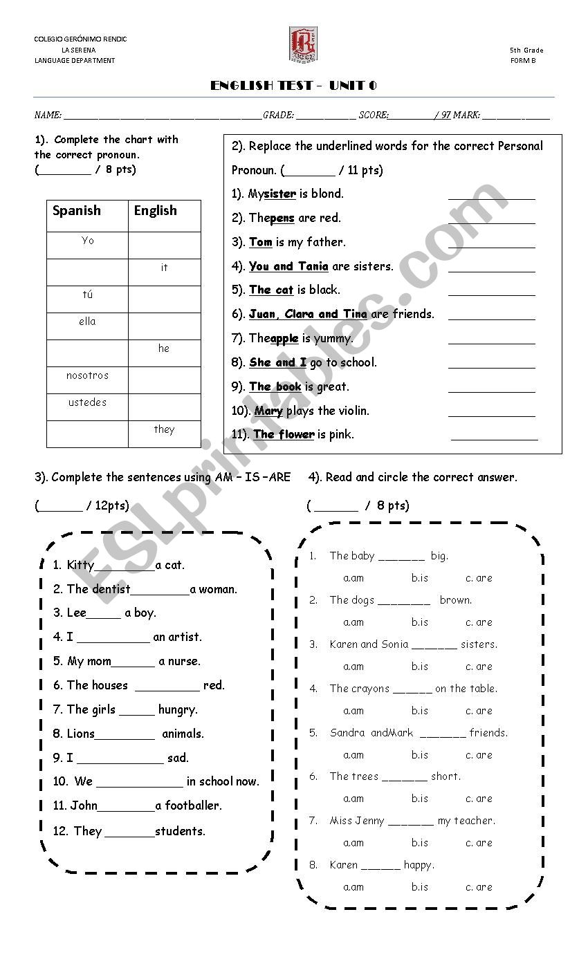 TEST verb to be, verb have and commands