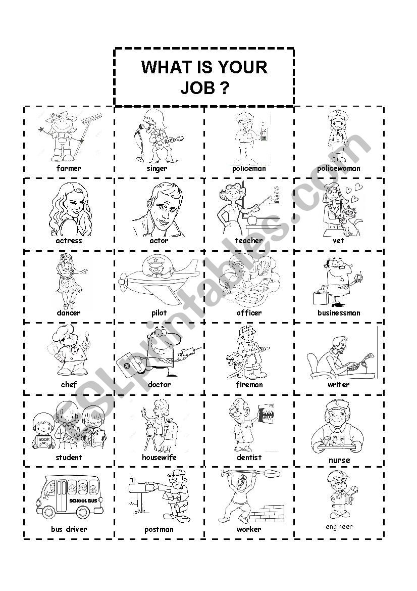 jobs pictionary coloring worksheet