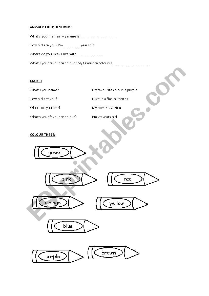 Easy practise for children worksheet
