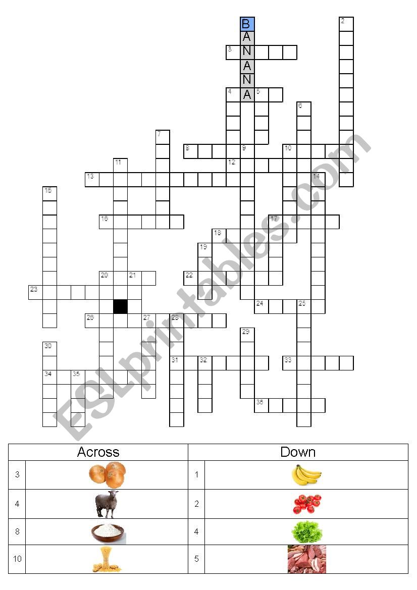 Foods Crossword worksheet