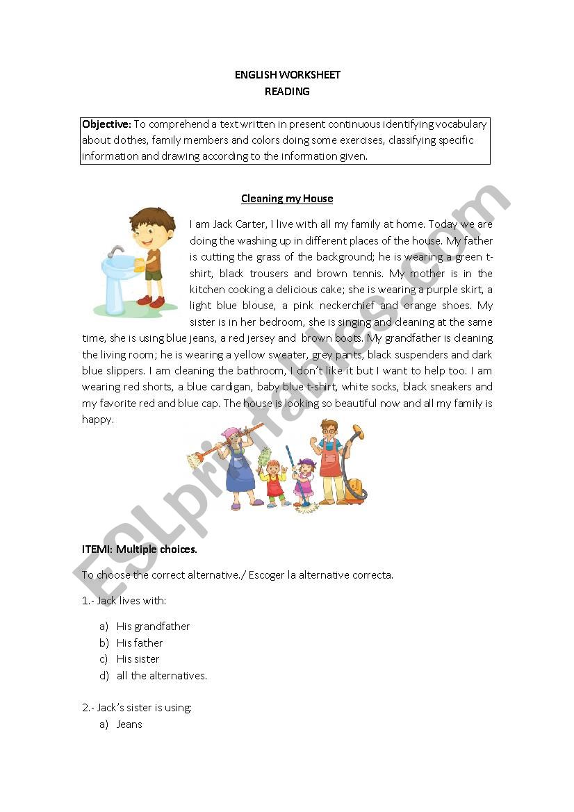 reading comprehension worksheet