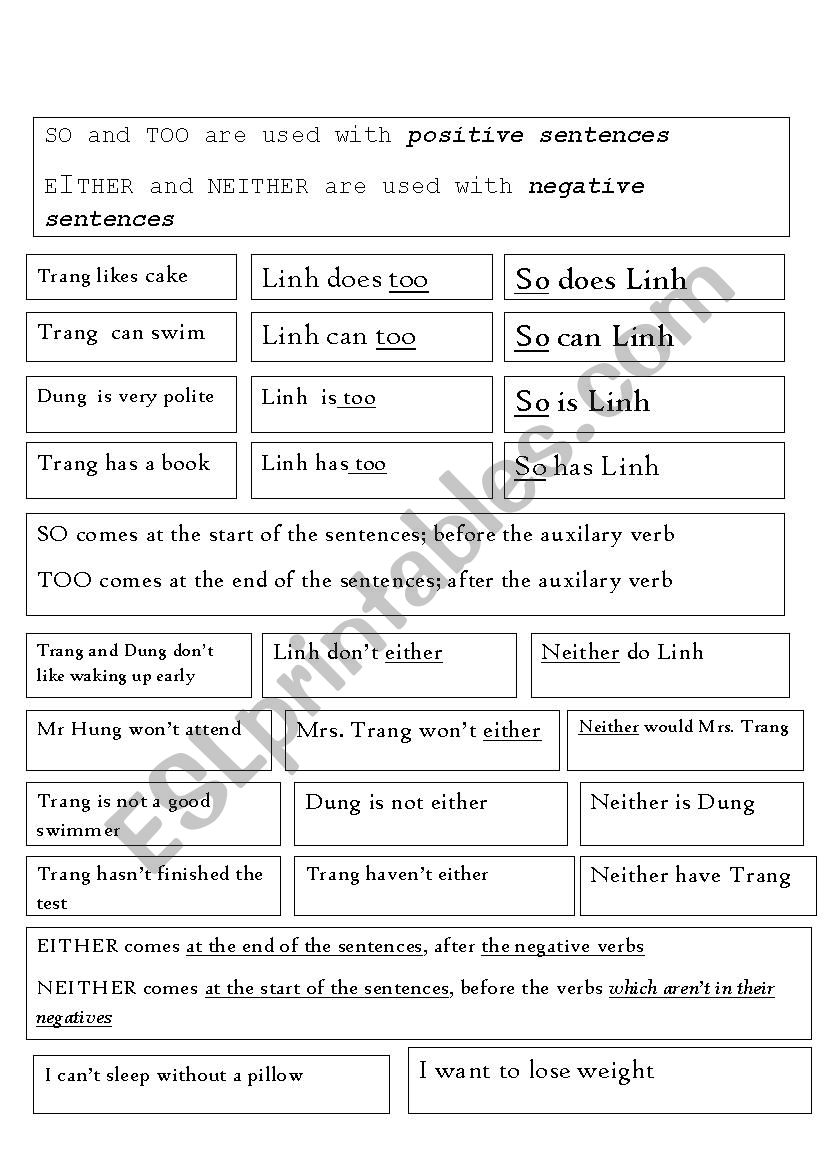 so too either and neither worksheet