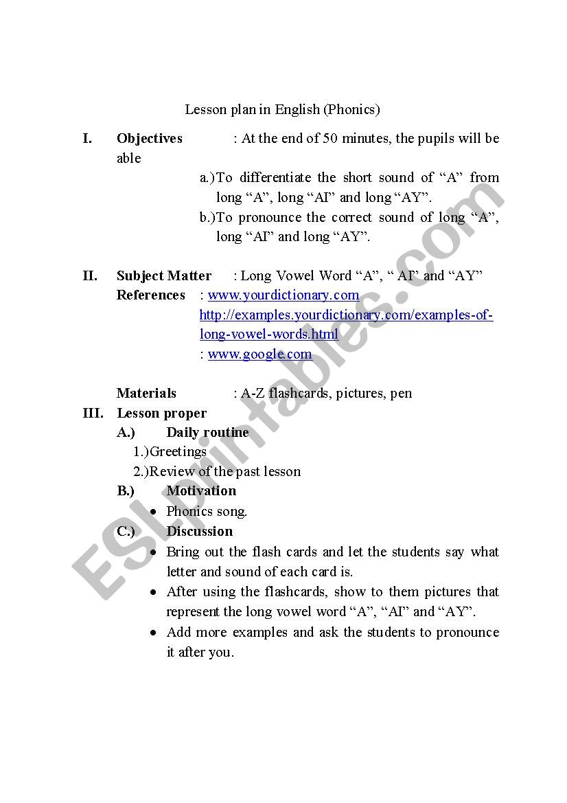 Phonics worksheet