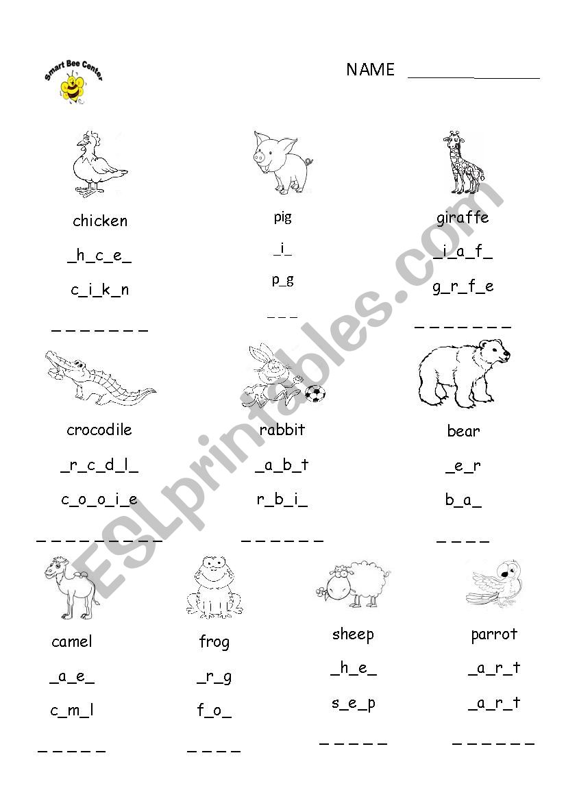 animals worksheet