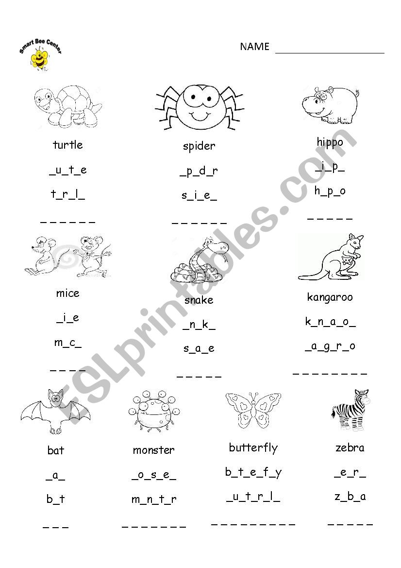 animals worksheet