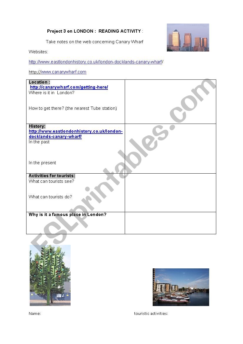 Canary Wharf: reading activity on the web