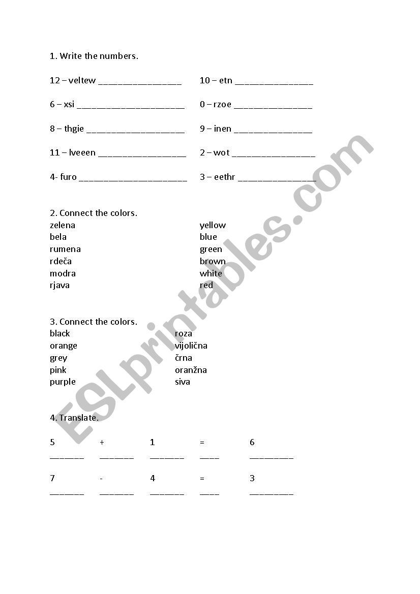 1. test  worksheet