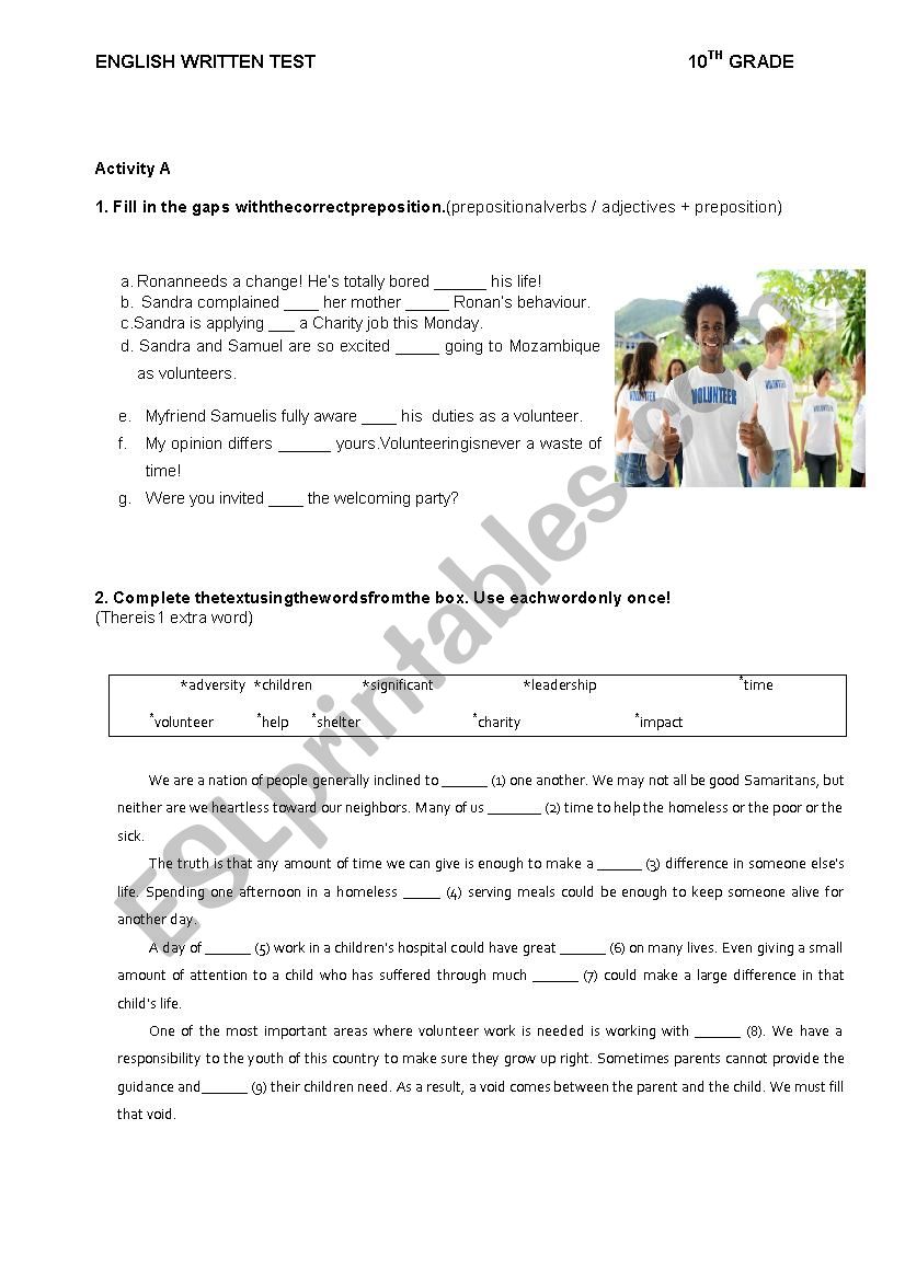 Volunteering worksheet