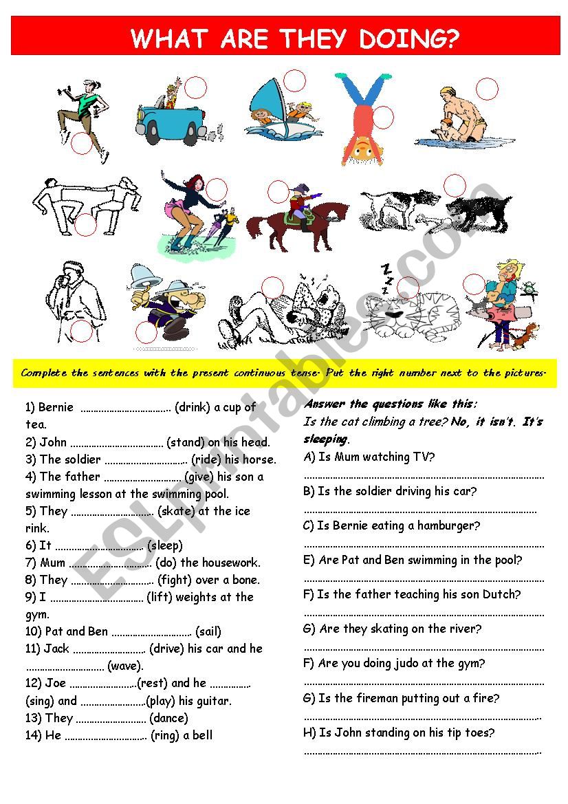 Present continuous tense practice