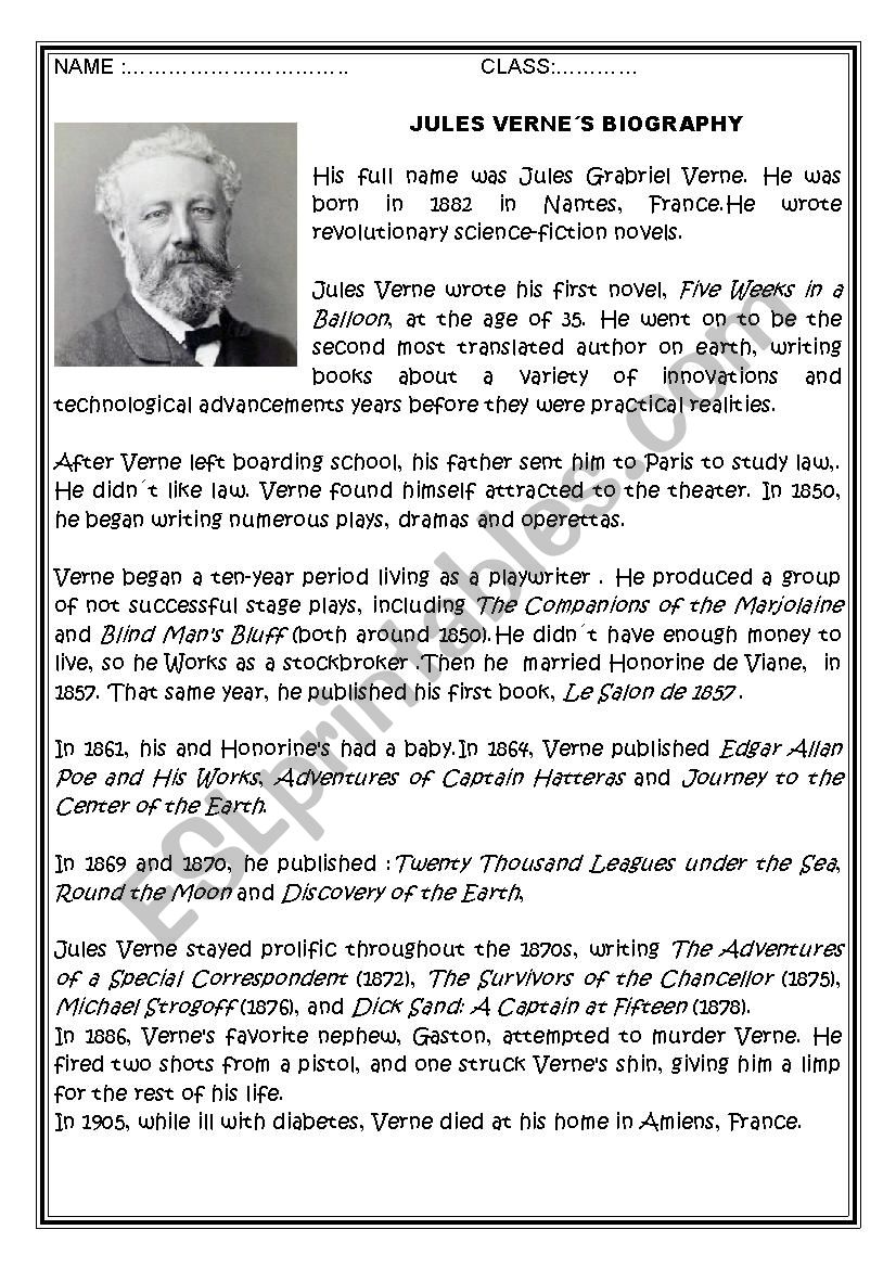 Jules Verne worksheet