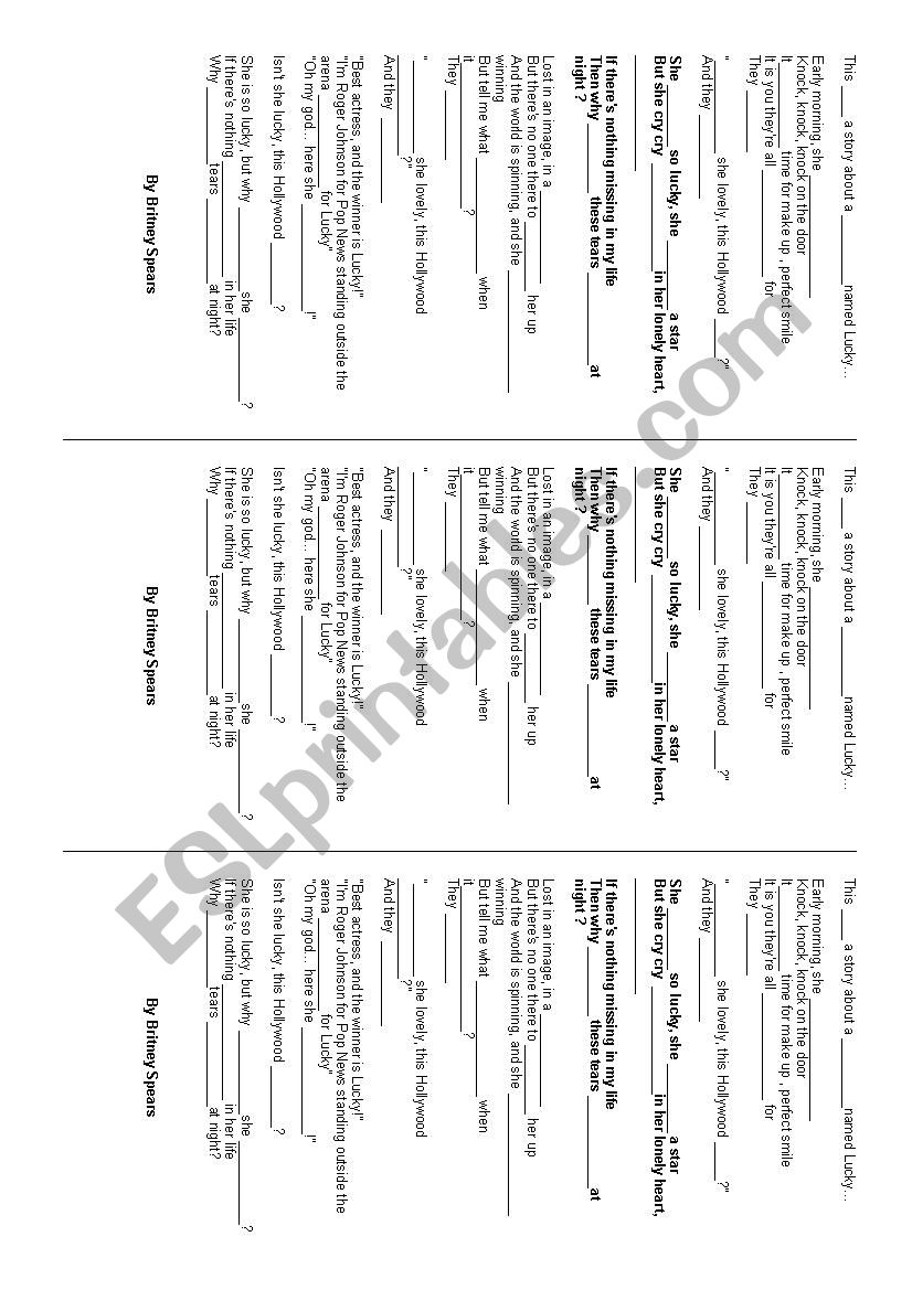 Song ( Present Simple ) worksheet