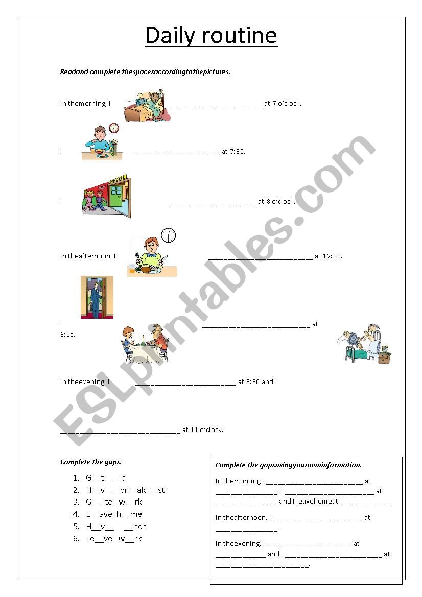 Daily Routine worksheet