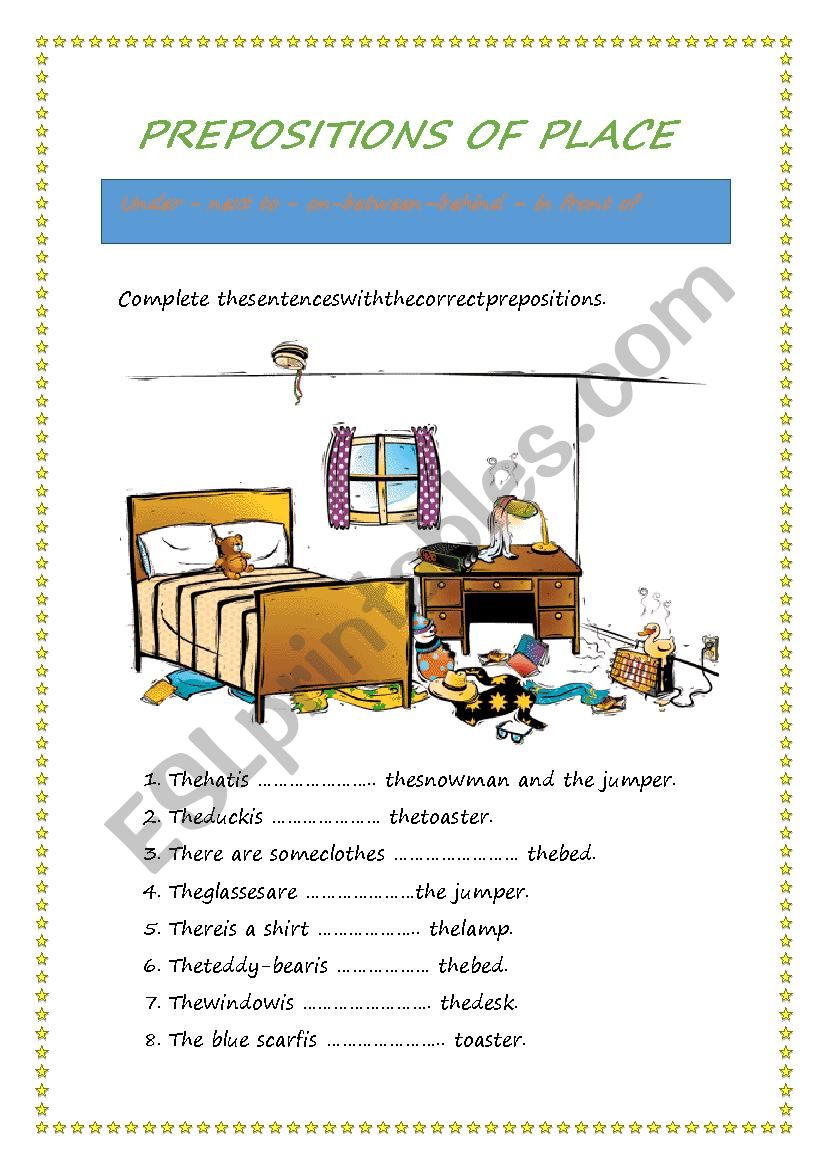 Prepositions of place worksheet