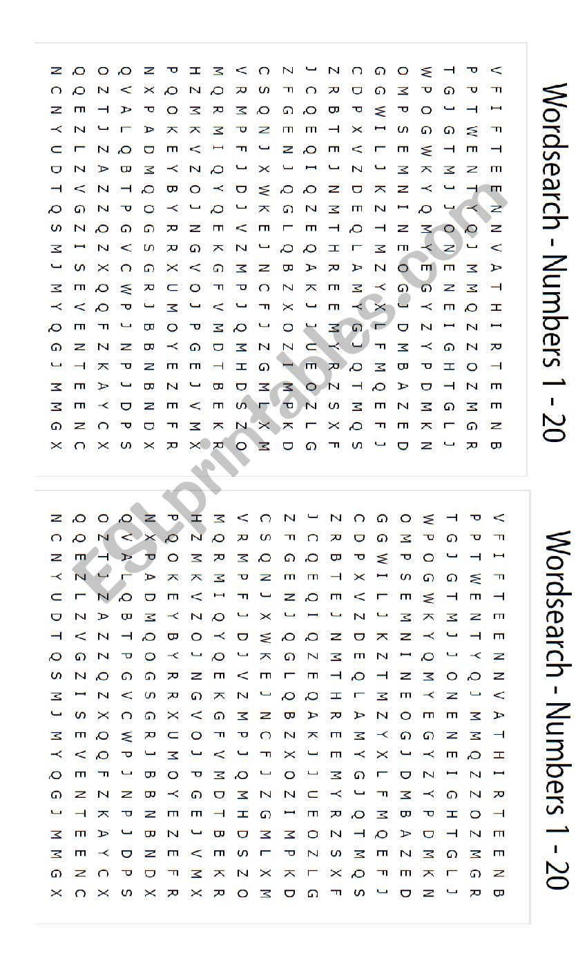 numbers 1 -20 worksheet