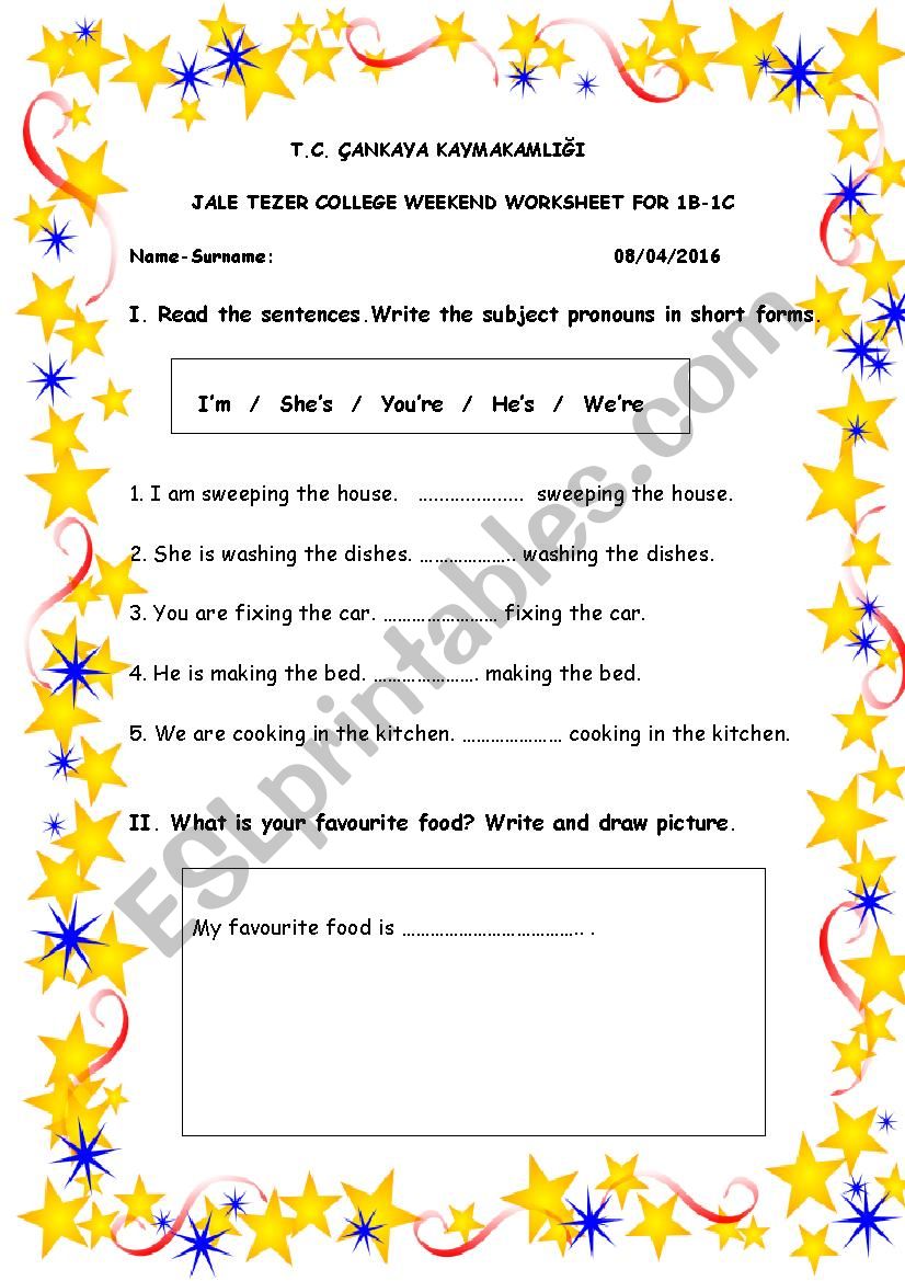 A simple and nice worksheet for young learners