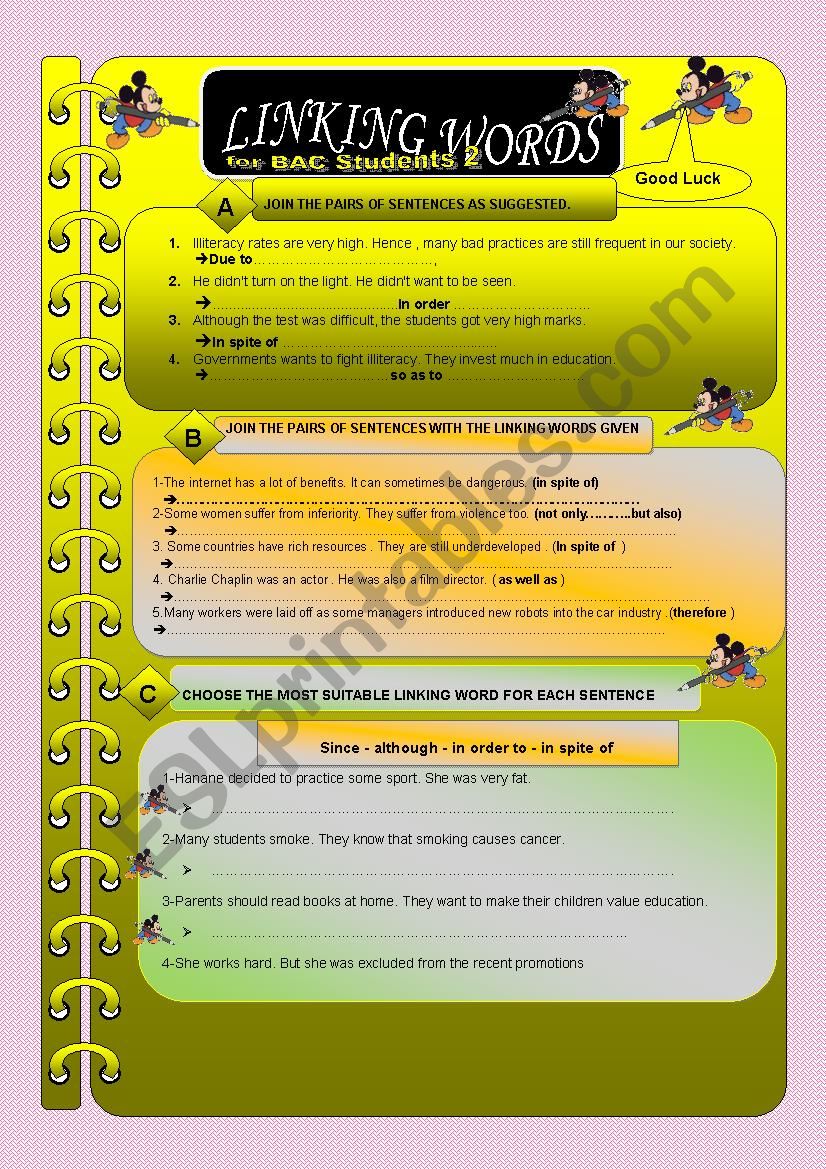 linking words for BAC students 2