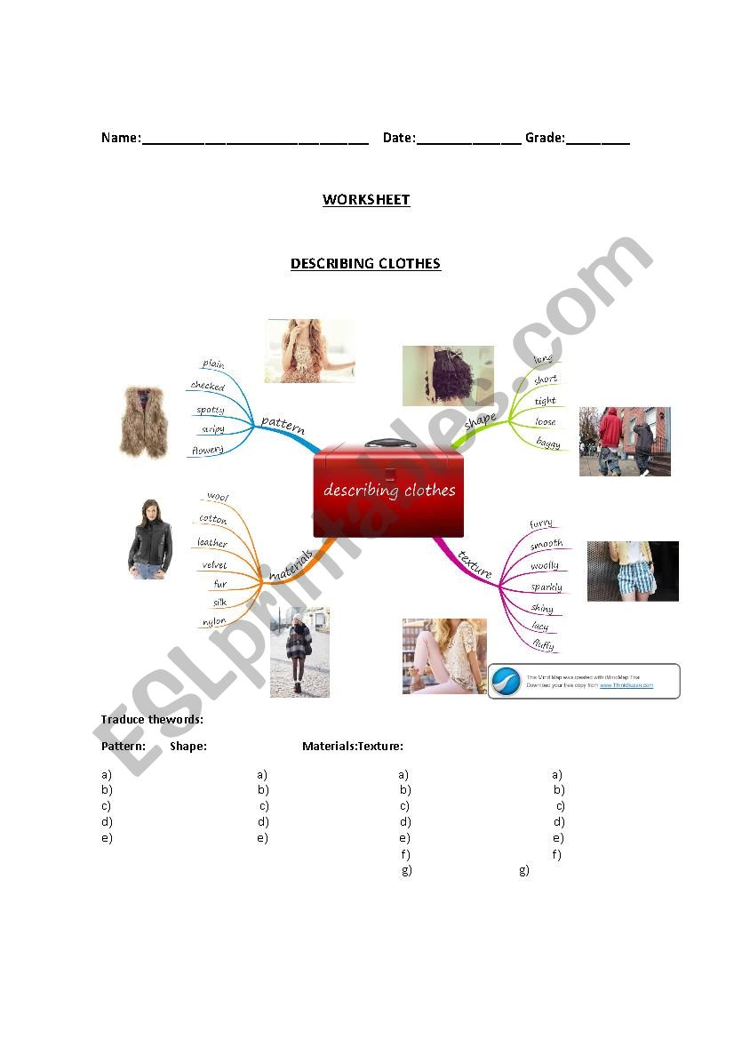 Describing Clothes worksheet