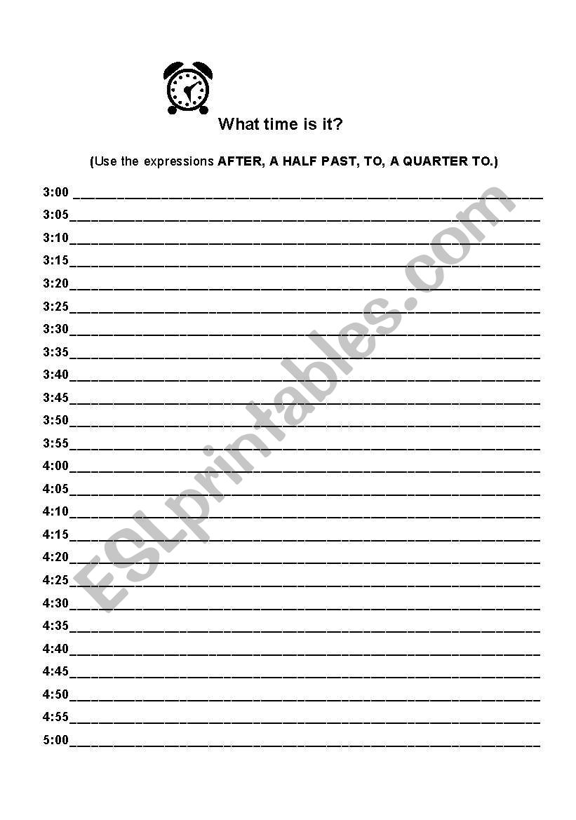 Time Exercise  worksheet