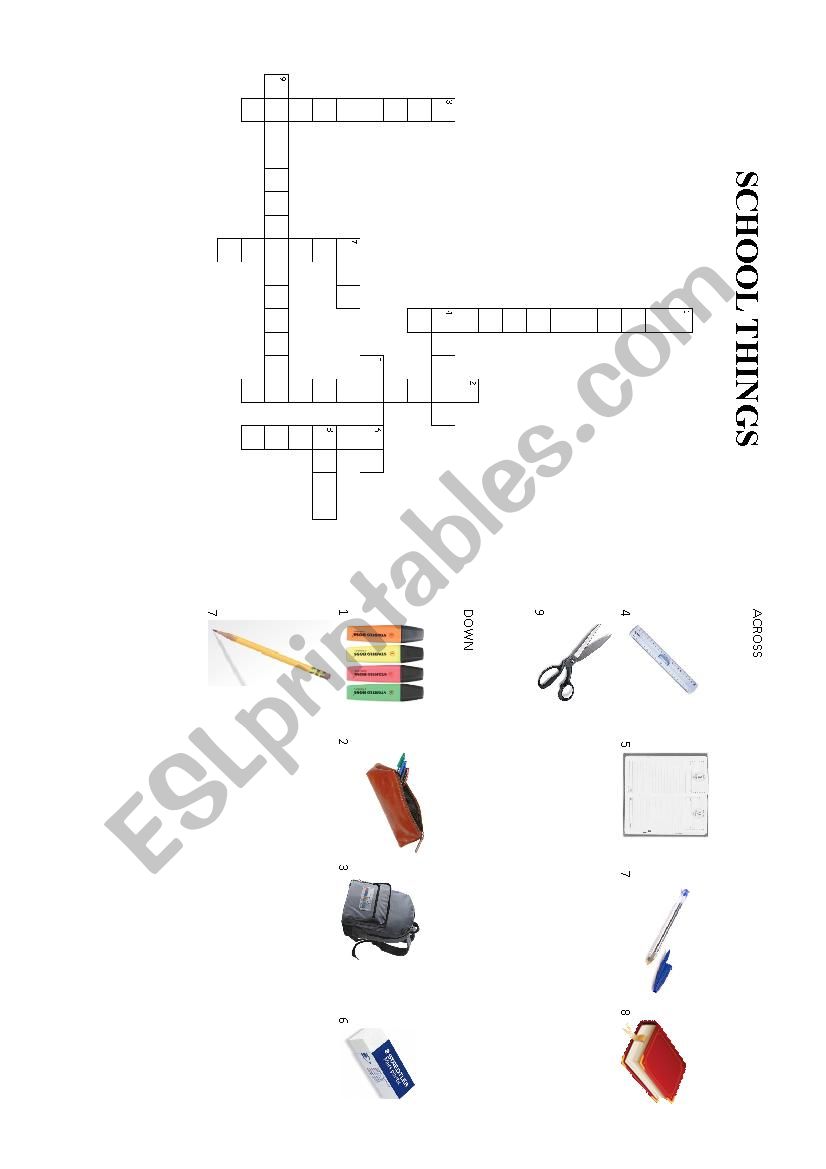 school things worksheet