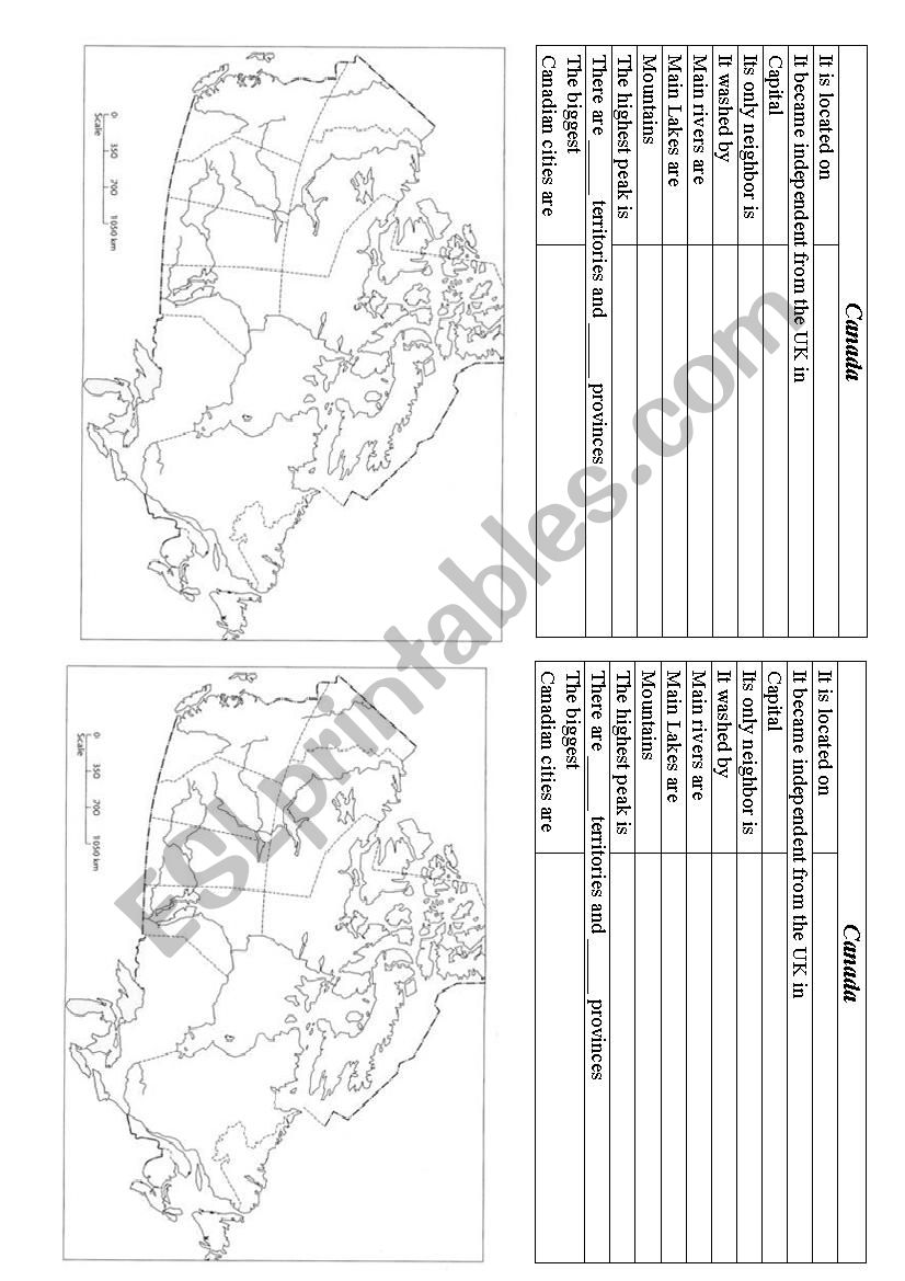 Know more about Canada worksheet