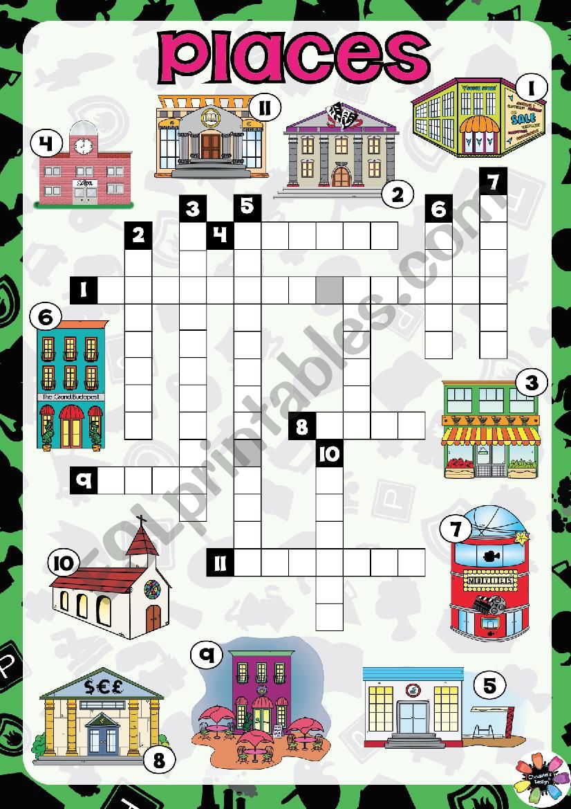 PLACES in Town CROSSWORDS worksheet