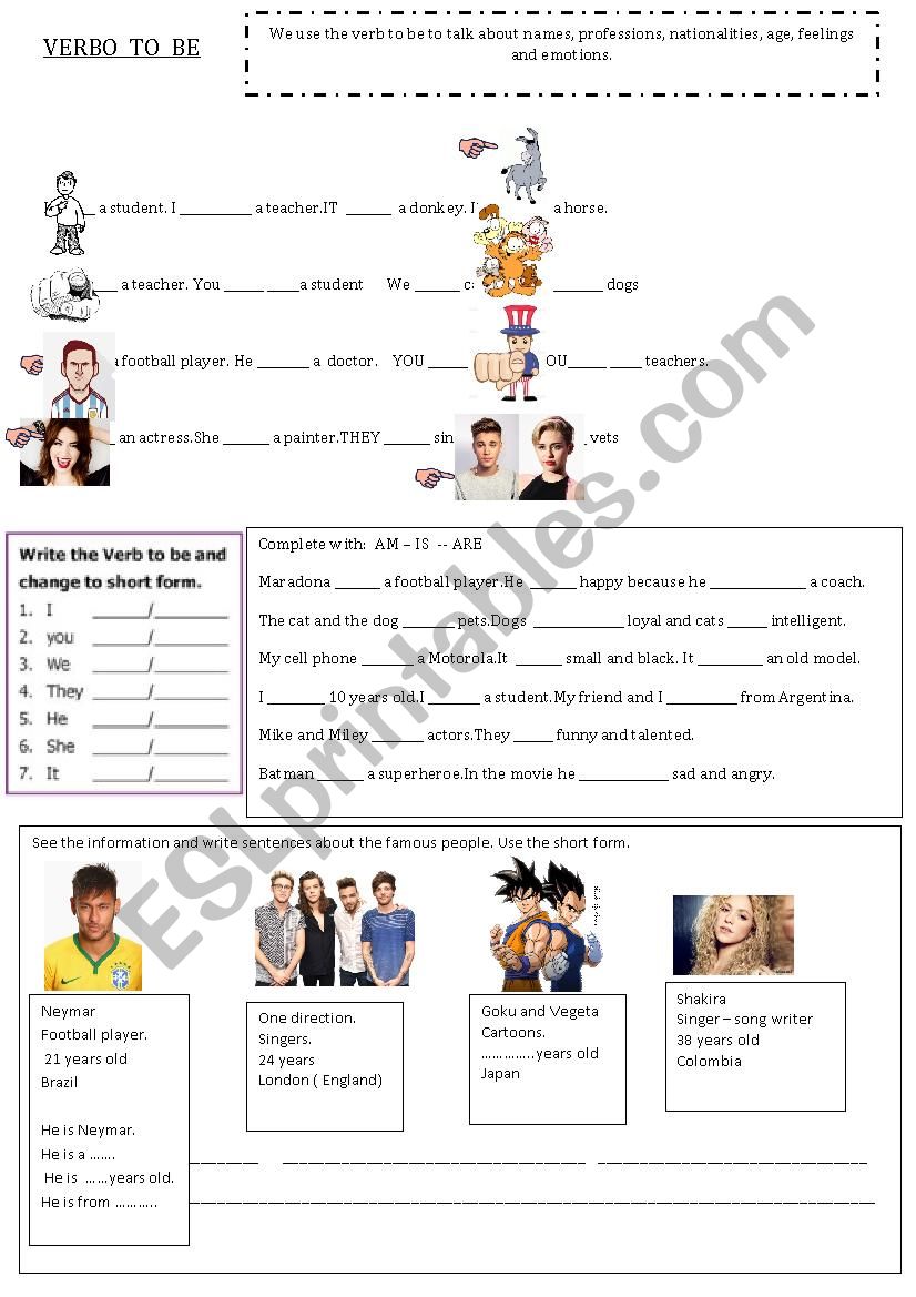 Verb TO BE: systematization worksheet