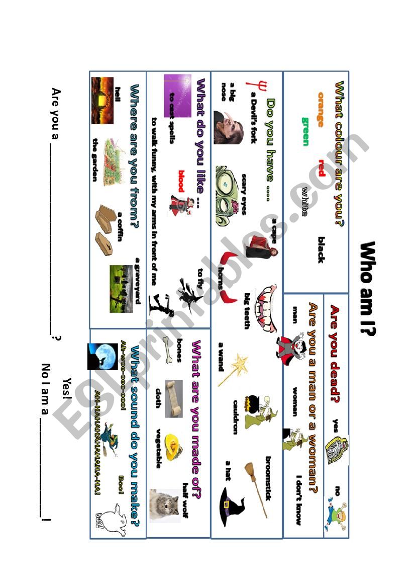 Halloween game - Who am I?  worksheet