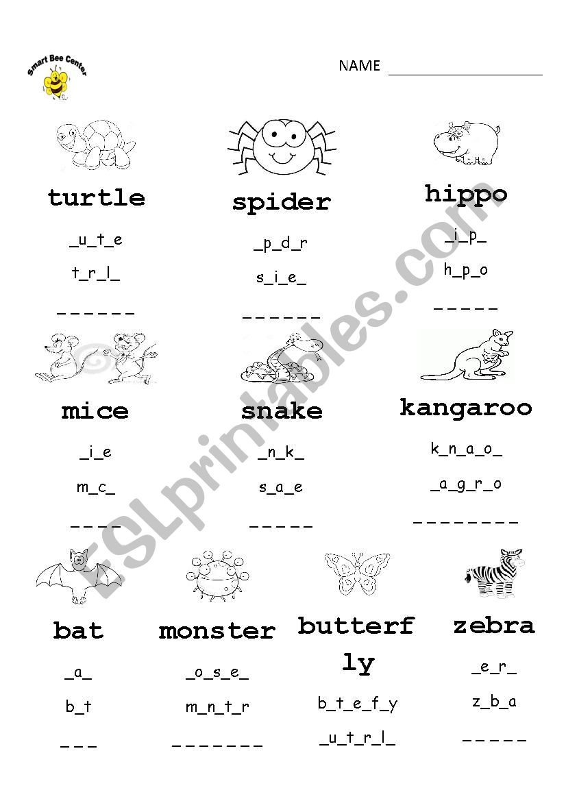 animals worksheet