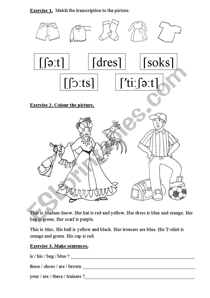 Clothes, Beginner worksheet