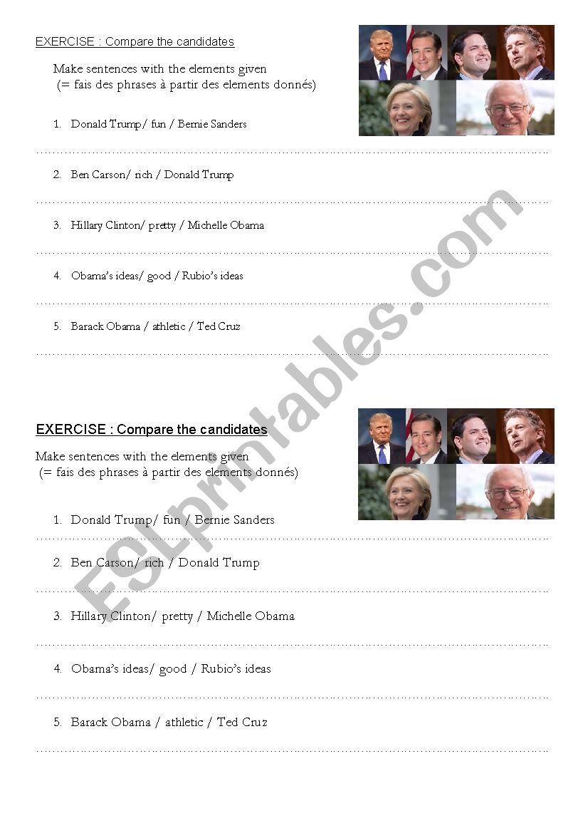 GRAMMAR - compare 2016 presidential candidates