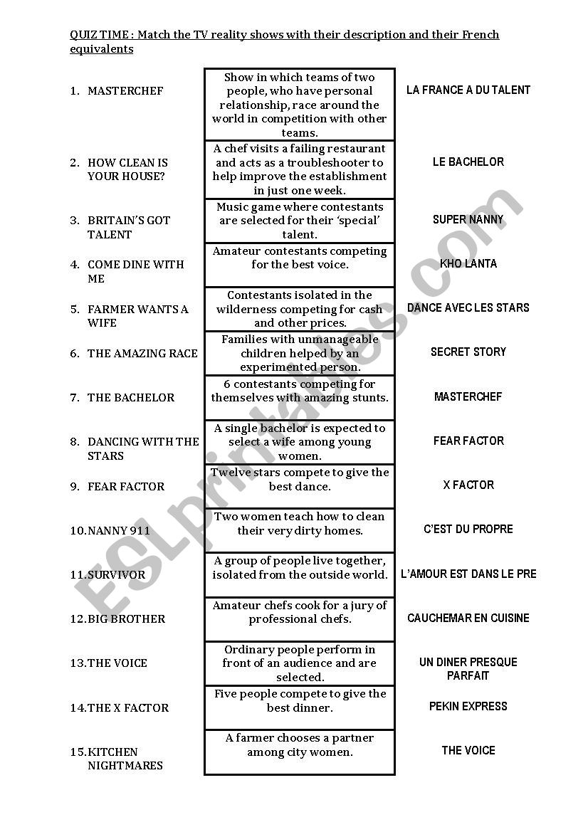 SEIRES MATCHING worksheet