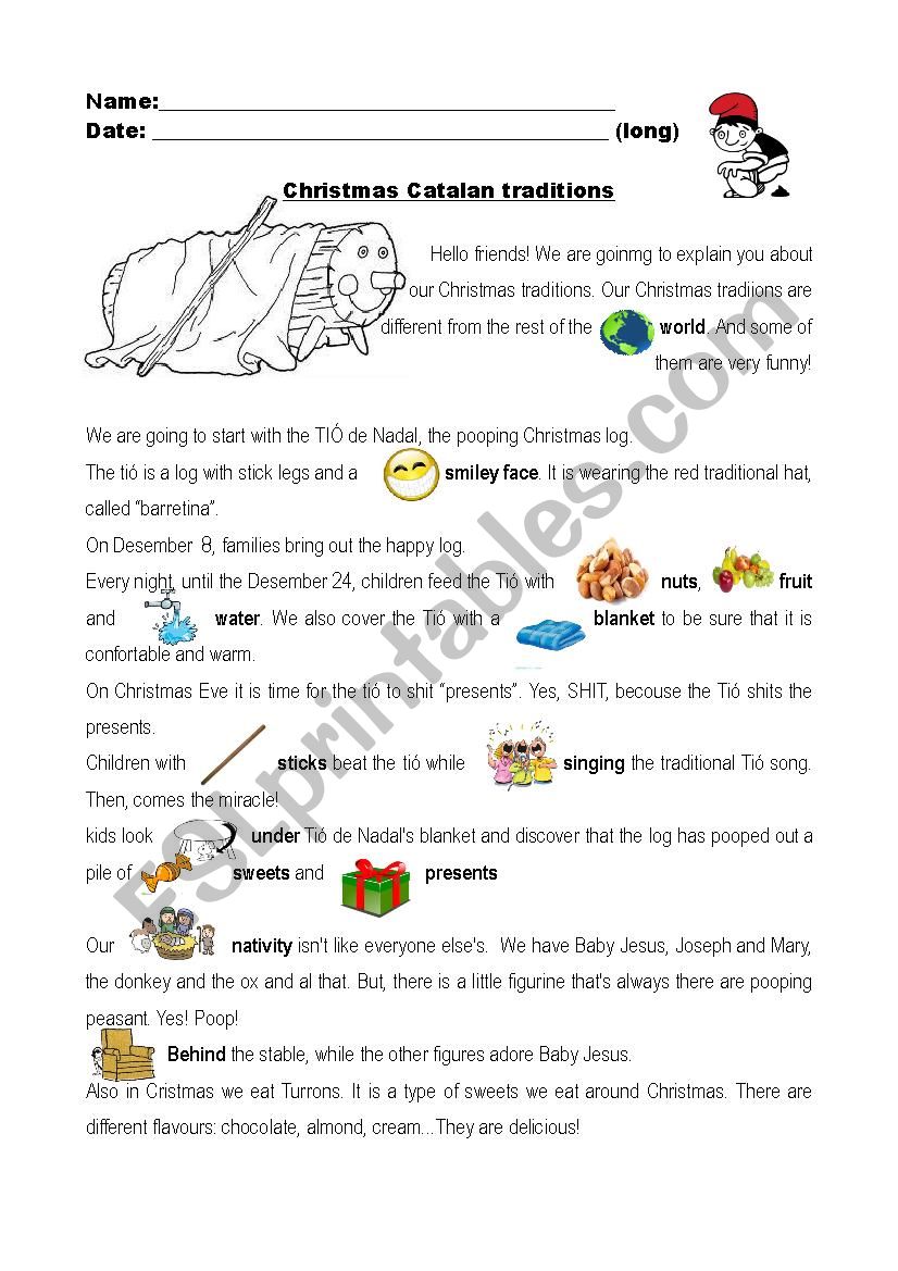 Christmas cataan traditions worksheet